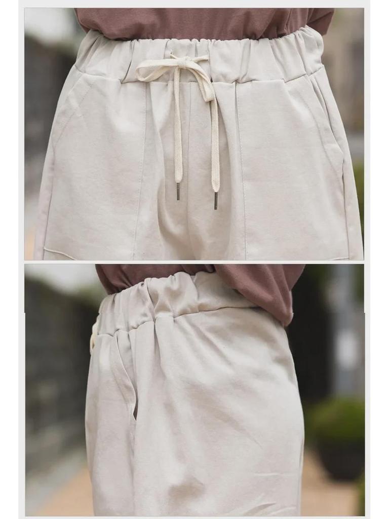 Женские шорты больших размеров с эластичной талией и широкими штанинами — тонкие, повседневные, свободного кроя, летний стиль