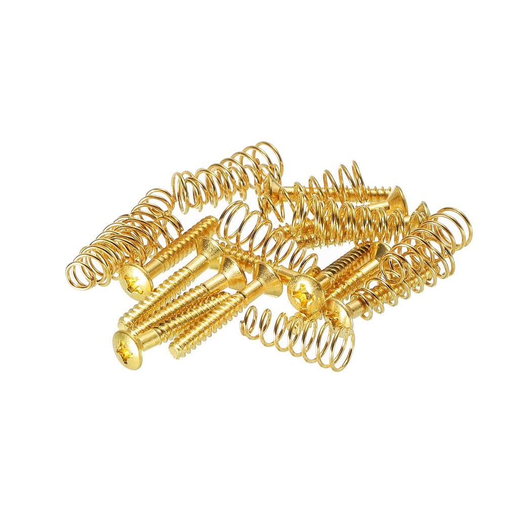 PATIKIL Guitar Pickguard Mounting Screws with Spring M3x22mm Screws Single Coil Pickup Ring Mounting Screws for Electronic Guitar Gold Pack of 12