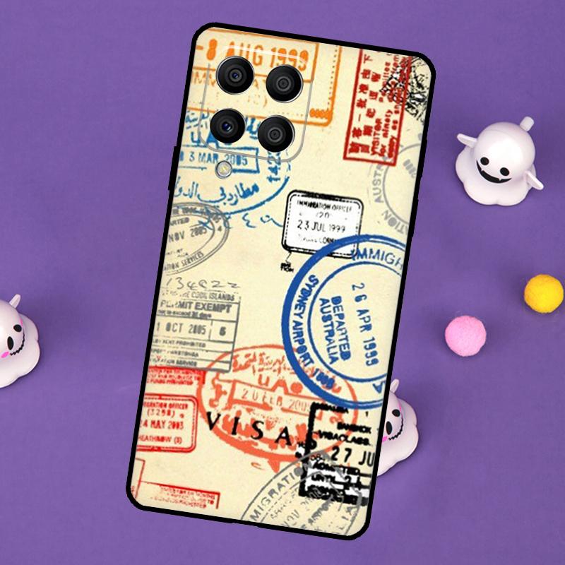 Ретро Открытка Паспортные Штампы Чехол Для Samsung Galaxy M55 M15 M33 M13 M23 M53 M31 M51 M14 M34 M54 M20 M30s M52 M32