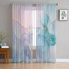 Youth Bedroom Sheer Curtains Marble Turquoise Pink Kitchen Study Curtains Living Room Holiday Decor Tulle Curtains