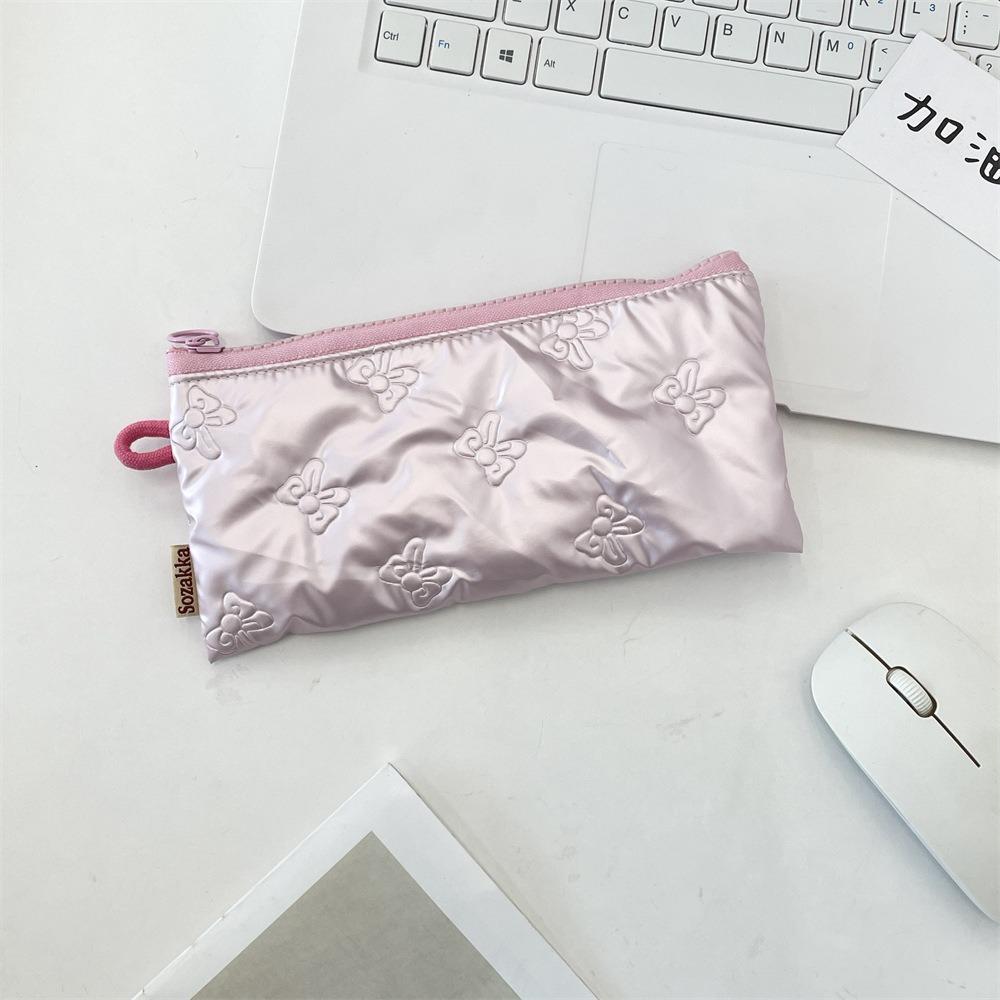 PU Leather Pen Bag Quilted Cosmetic Bag Cute Pen Pouch  Girls Gift