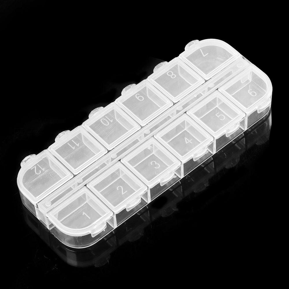 12 ячеек Мини прозрачный пластиковый органайзер для таблеток, маленький кейс, органайзер для рукоделия, коробки для хранения типсов для нейл-арта
