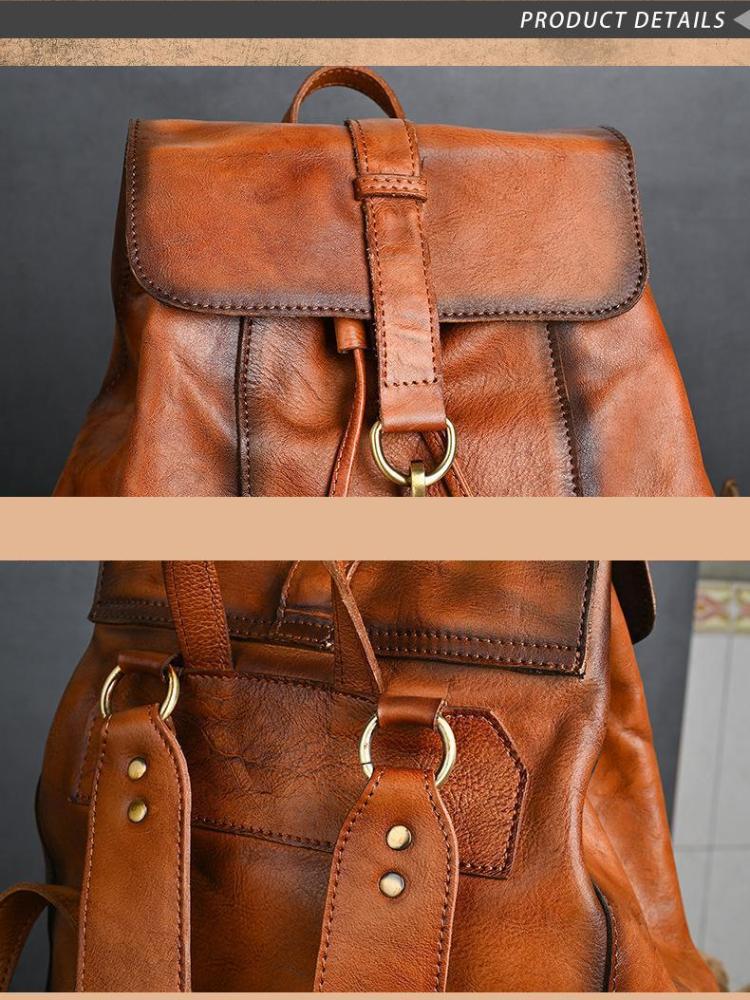 Johnature Мужской рюкзак из натуральной кожи, винтажный дорожный рюкзак большой вместимости из натуральной натуральной коровьей кожи, мужской рюкзак для ноутбука