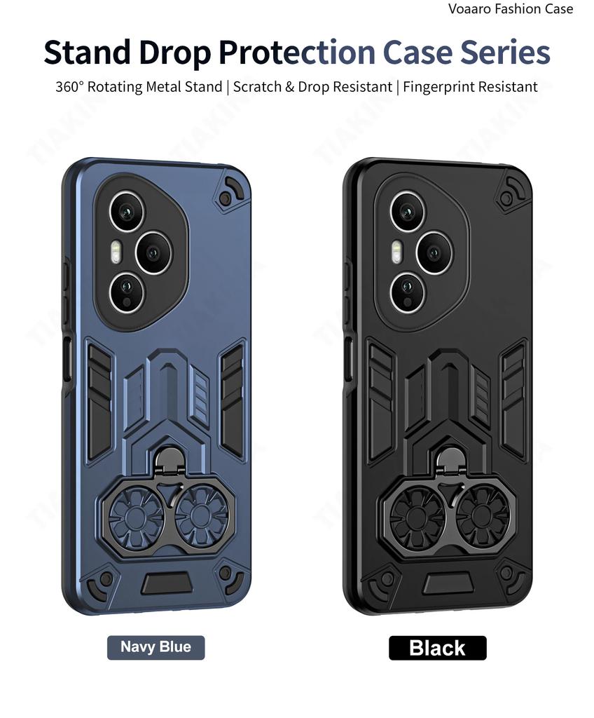 Чехол-броня с двойным кольцом на палец для Honor 400 Pro Global, чехол для Honor 400 Global с вращающейся металлической подставкой-держателем