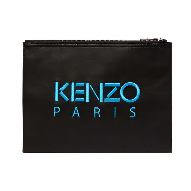 Kenzo Классическая вышивка головы тигра Блок цветов Застежка-молния Кожаный клатч Мужской клатч Черный F965PM322L49-99B