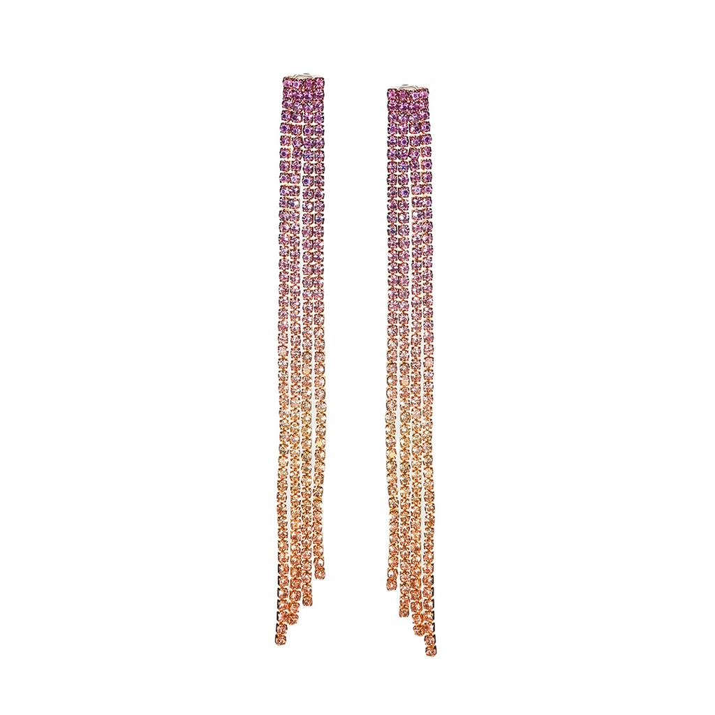Длинные серьги премиум-класса с разноцветными блестящими стразами