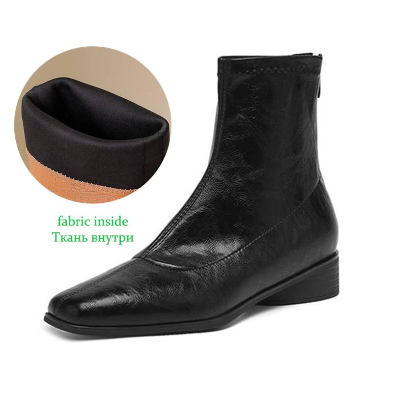 Krazing Pot Зимние ботильоны из микрофибры с квадратным носком, современный размер 33, размер 43, металлические заклепки, средний каблук, на молнии, женские ботильоны