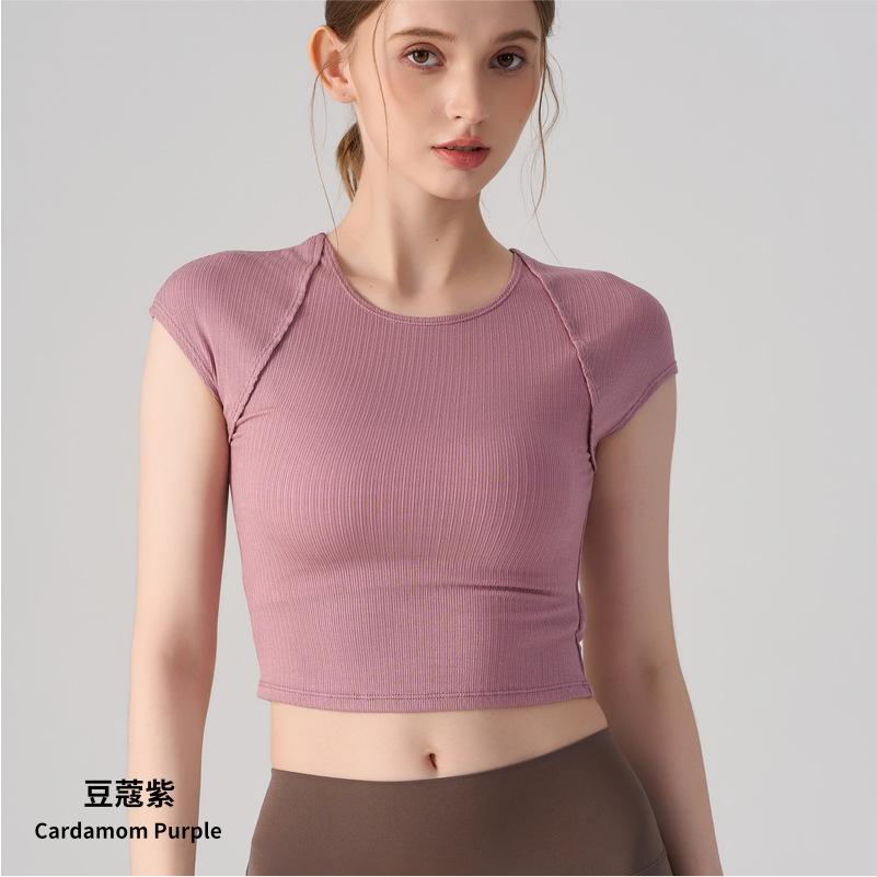 Pilates sports style t-shirt yoga clothes summer thin fitness training running slim and thin short-sleeved top