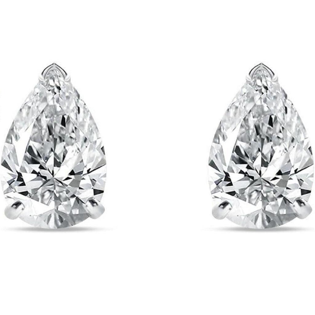 Jewels Prim 2,25 карата серьги-капли грушевидной формы с выращенными бриллиантами, из настоящего белого золота 14 карат, корзинка, винтовой замок