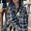 Women's Retro Plaid Jacket - Chic Spring/Autumn Hong Kong Style Top