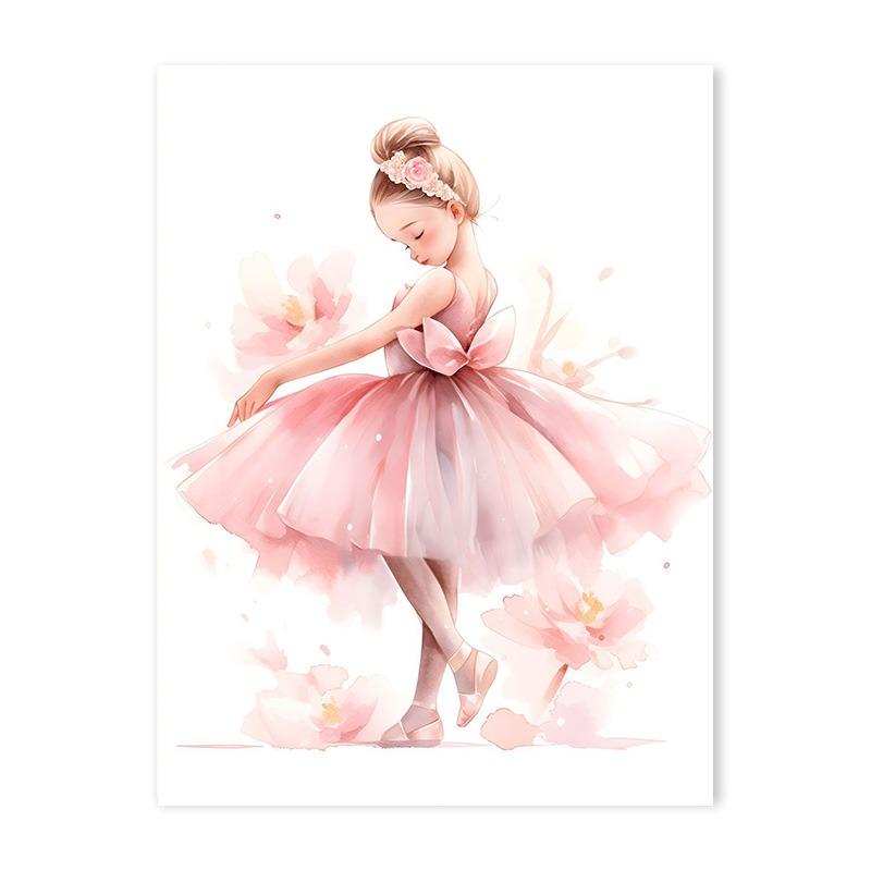 Pink Ballerina Girl Unicorn Butterfly Kids Room Decorative Canvas Painting Nursery Wall Art Poster Pictures Baby Bedroom Decor