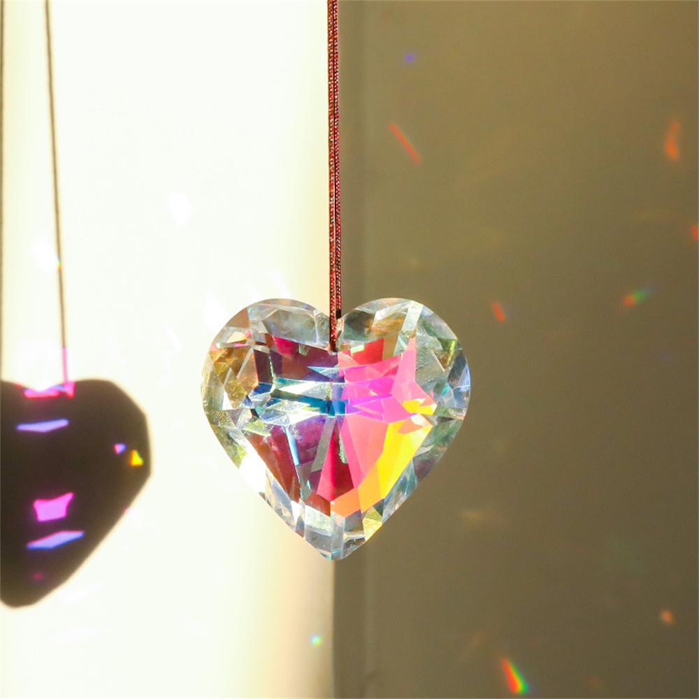 45mm Hanging Heart Suncatcher Prism Pendant Crafts for Home Office Garden Decoration Rainbow Maker Window Pendant 2025 Xmas Gift