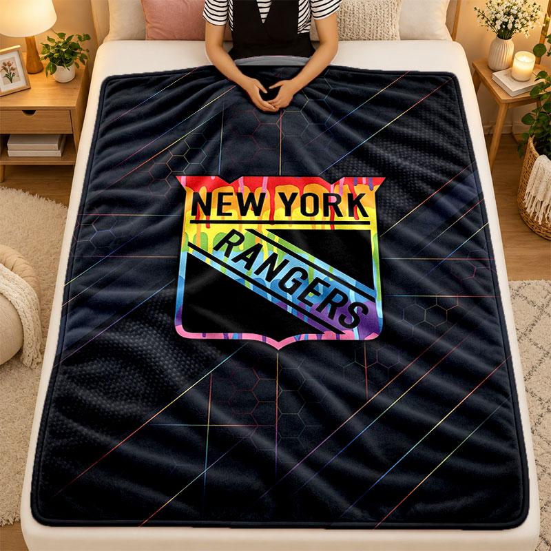 Flannel BlanketNew York Rangers Warm Soft Throw Blanket for Indoor Sofa Bed Living Room Use