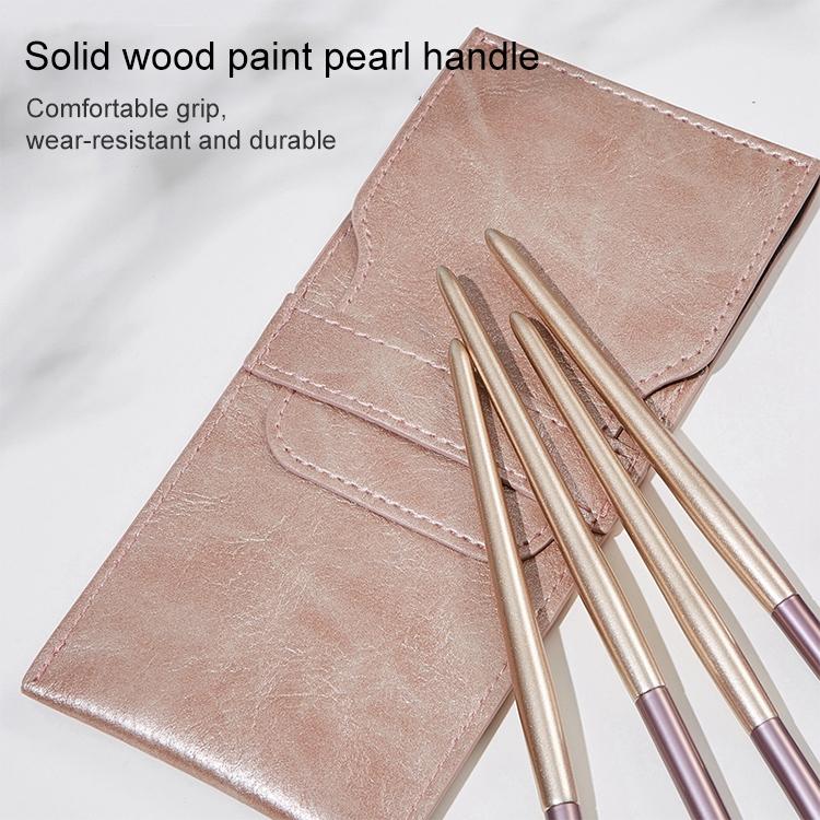 4 PCS / Set Makeup Brush Eye Shadow Brush Eye Makeup Set Soft Hair Detail Brush Smudge Brush With Brush Bag, Color:Gold