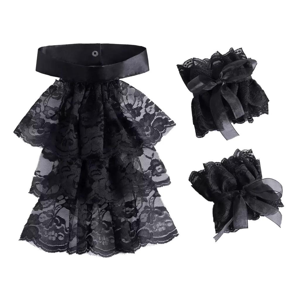 Women's Spring Fall Solid Colour Black White Layered Neck Ruff Collar Ruffled Collar Versatile Shirt Fashion False Collar