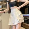 WTEMPO Женские короткие лоскутные газовые юбки с высокой талией, шифоновые тонкие трапециевидные черные, белые повседневные плиссированные мини-юбки