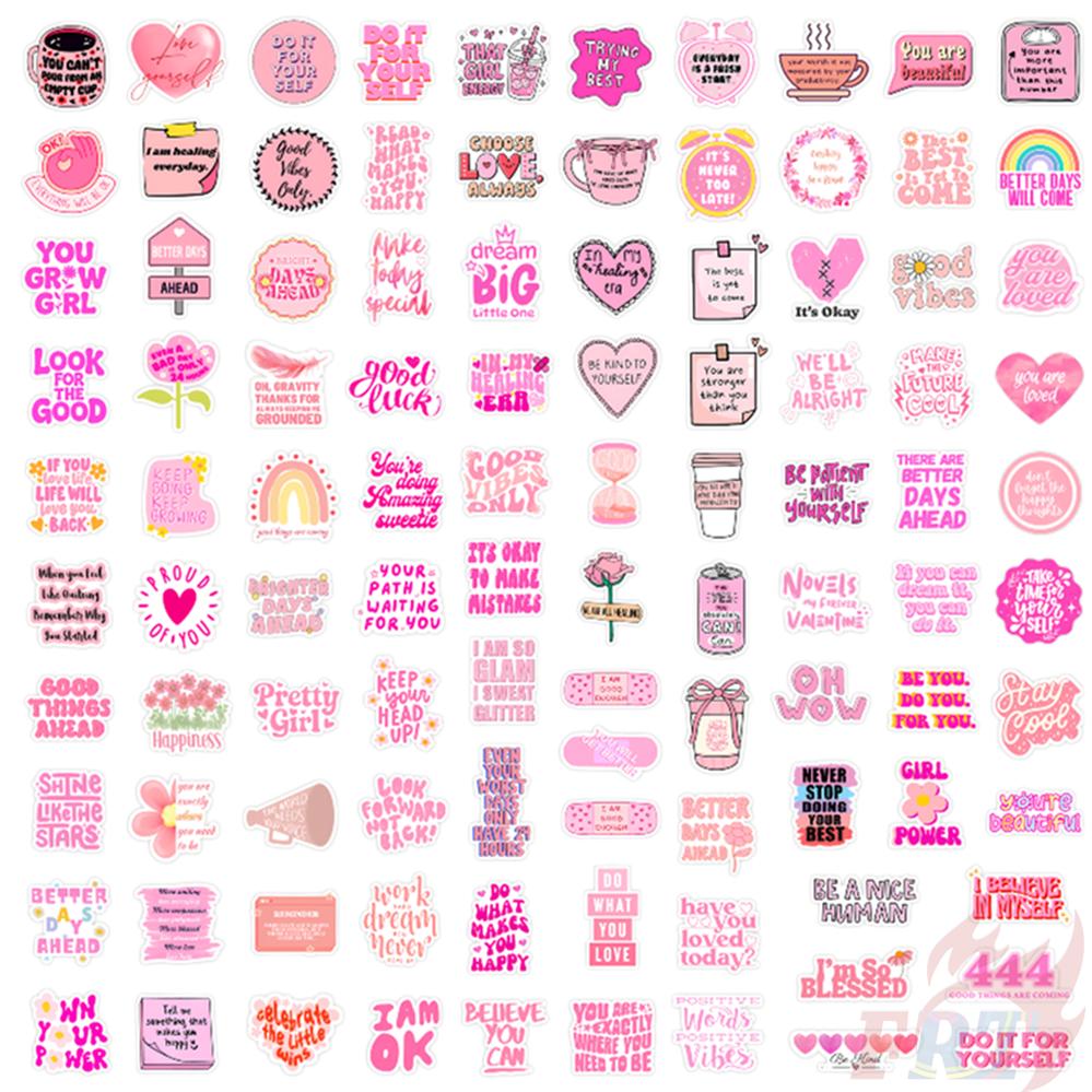 130Pcs/Set Pink Healing Phrase Mini Diary Manual Stickers DIY Scrapbooks Album Decor Decals Stickers