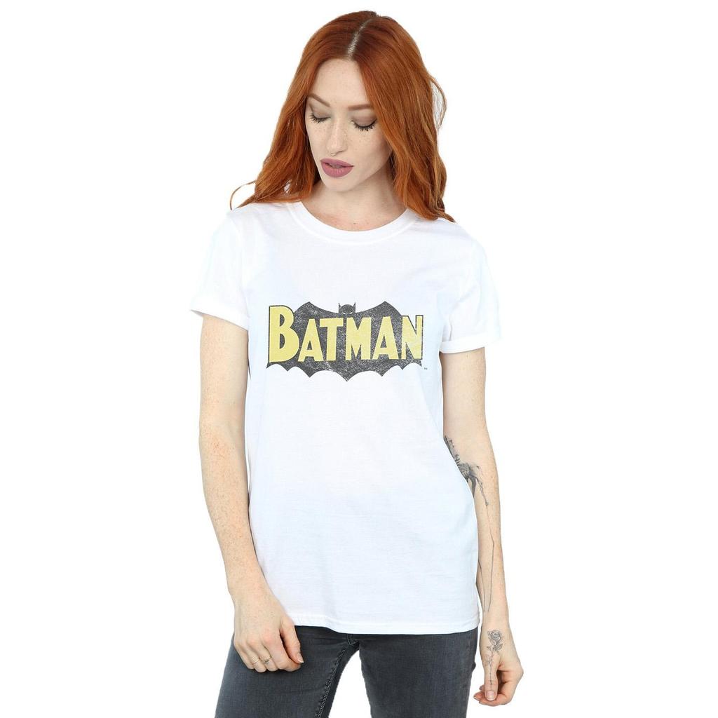 DC Comics Женская/дамская футболка Batman Retro Shield Fade Distress Cotton Boyfriend