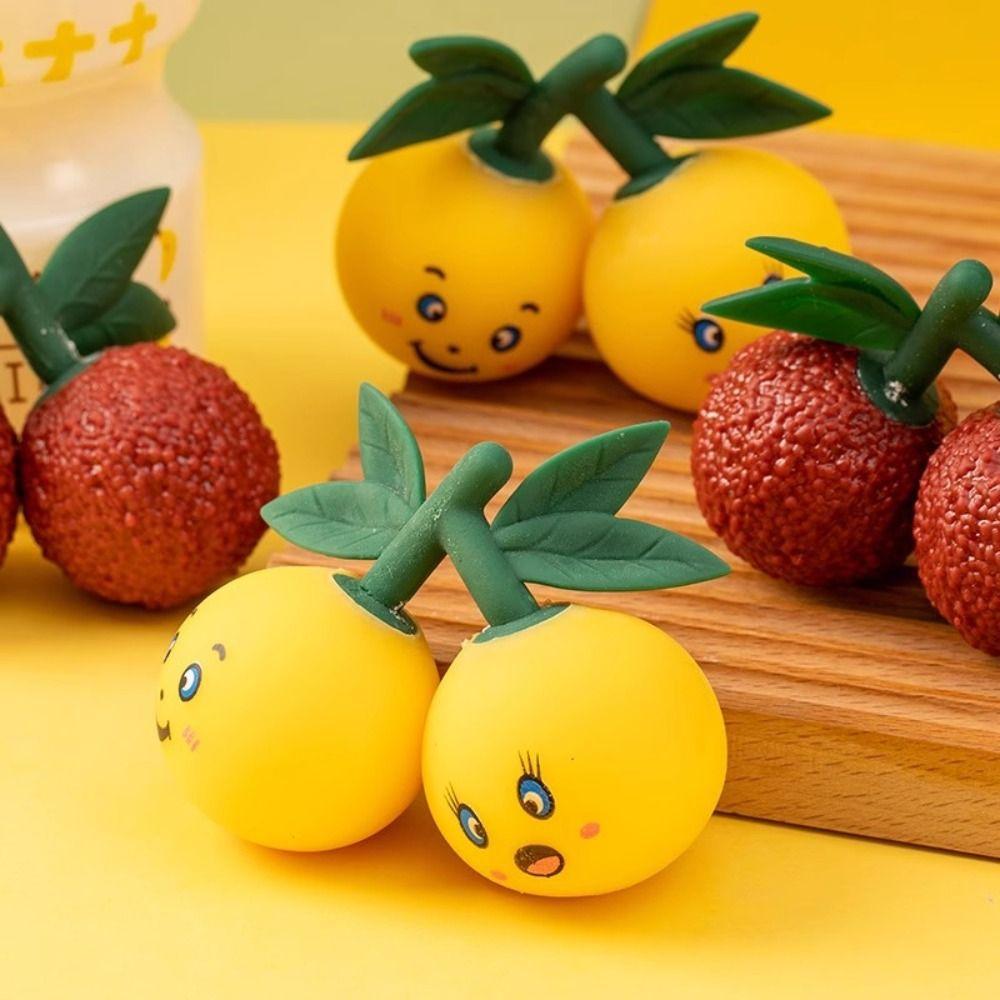 Shapeable Yangmei Skewers Squeeze Toy Fresh Fruit Pinch Toy Funny Rubber Squeeze Toy  Kids Toys