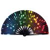 Folding Fan Colorful Holographic Rave Fan Bamboo Ribs Hand Fan Decorative Gifts for Festival Dancing Party