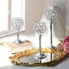 Mini Crystal Candlestick Metal Craft Candelabra Golden Crystal Bowl Candle Holders  Home Wedding