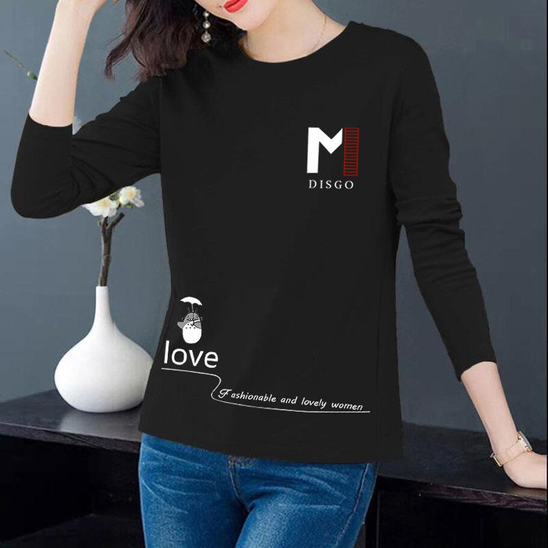 Женская весенняя мультяшная футболка с длинным рукавом, модная, простая и универсальная женская футболка для ношения под низ