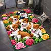 A Group of Puppies and Flowers Pattern Carpet for Living Room Bedroom Bedside Sofa Table Floor Mat Home Area Rug Decor