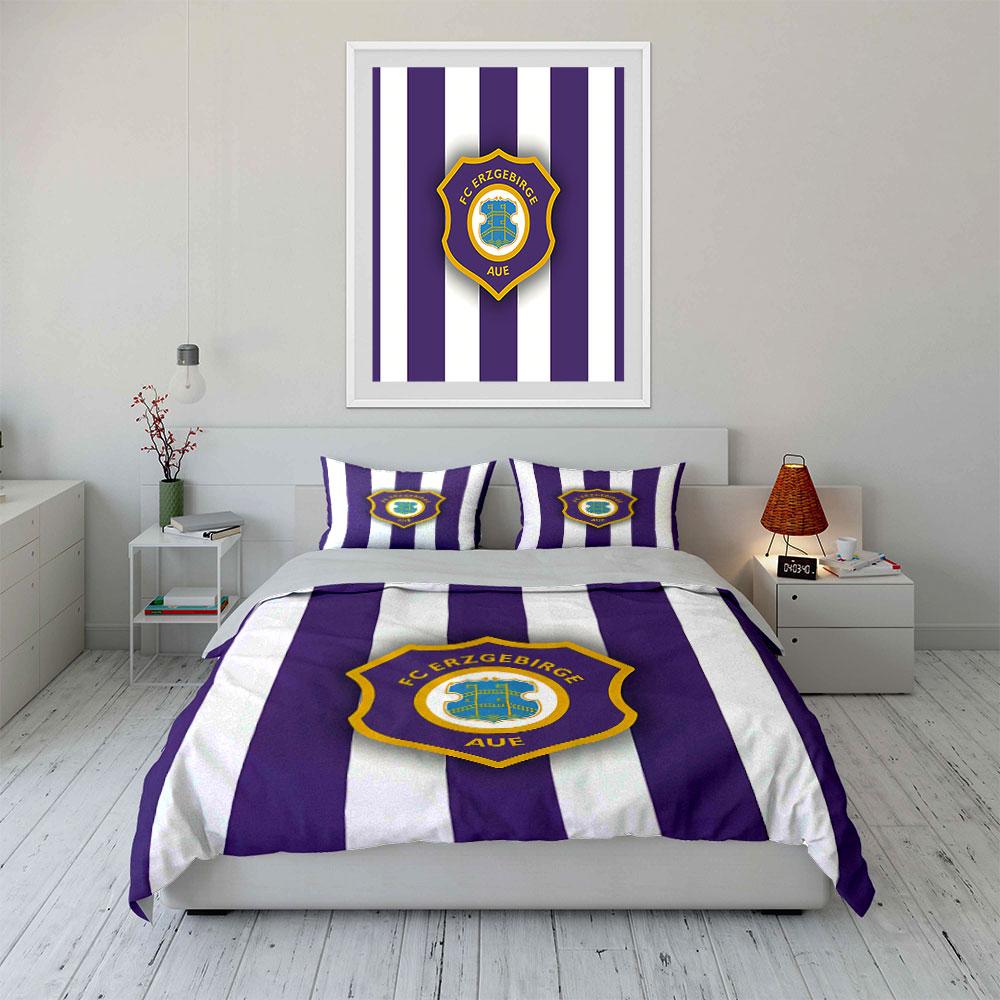 Purple Striped FC Erzgebirge Aue Bedding Duvet Cover Set Duvet Cover Pillowcases (1*Duvet Cover 2*Pillowcases, without duvet insert)