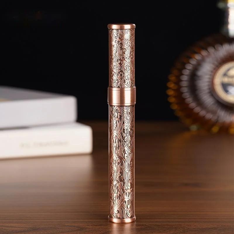 Portable Metal Cigar Case Single Tube Humidor with Moisturizing Seal Cover Waterproof Travel Outdoor Cigar Accessories for Men