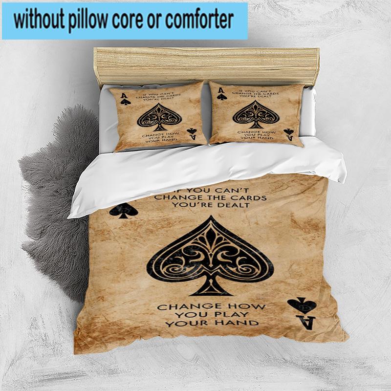 Flaming Poker Cards 3pcs Bedding,Including 1pc Duvet Cover And 2pcs Pillowcases Perfect for Christmas,Ideal for Bedroom, Dormitory
