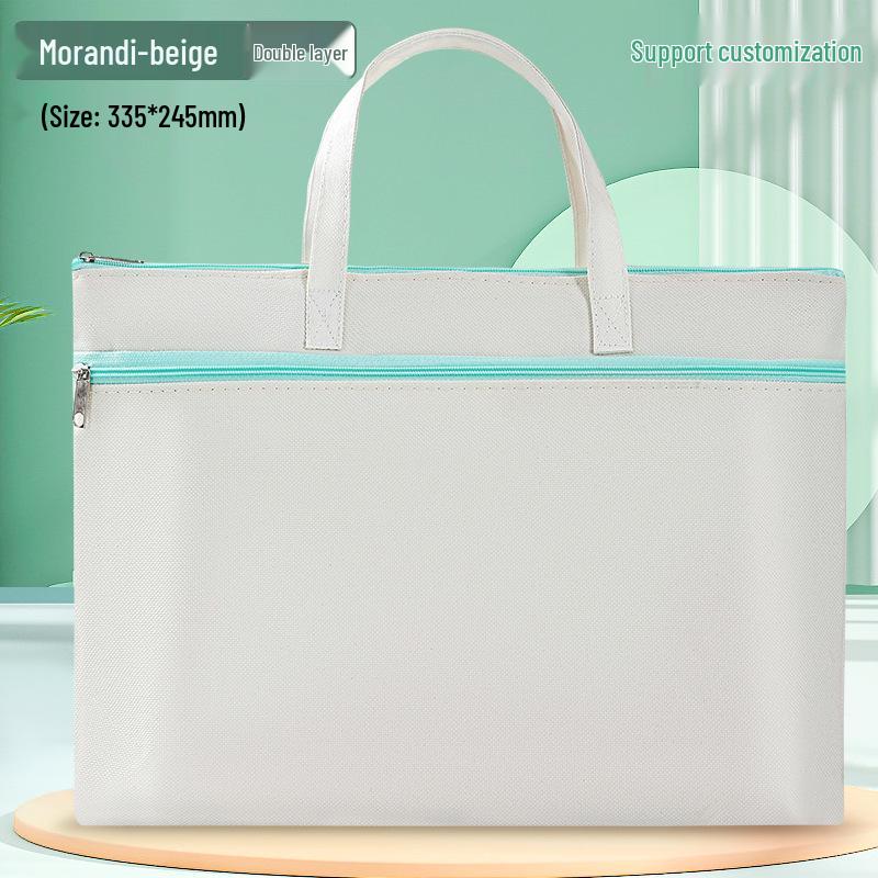 A4 Double-Layer Waterproof Document Bag - Oxford Cloth, Large Capacity, Zippered for Students
