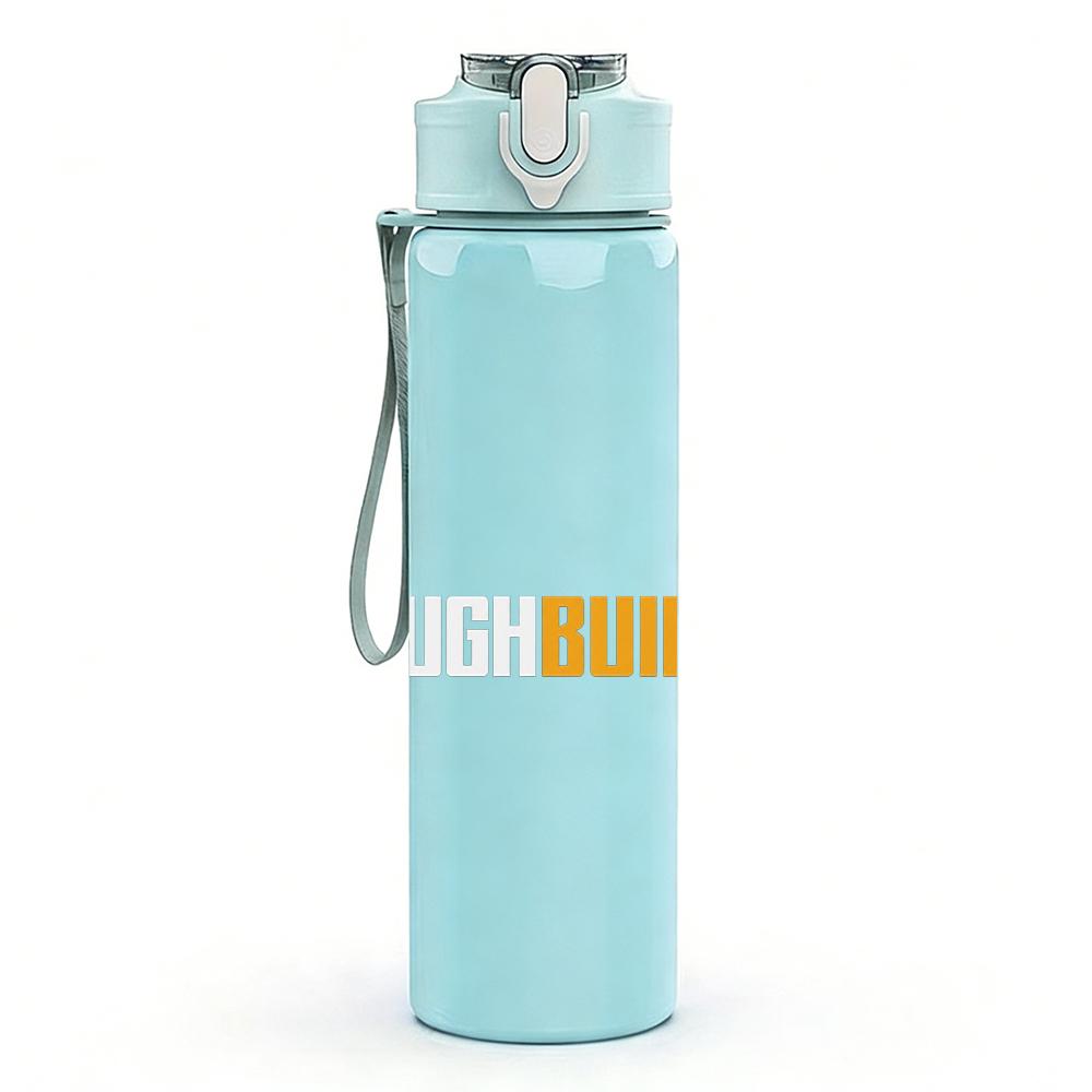 1PC Built Text Minimalist Industrial Logo Print 750ml Portable Sports Water Bottle Leakproof Gym Outdoor Travel Drink Cup