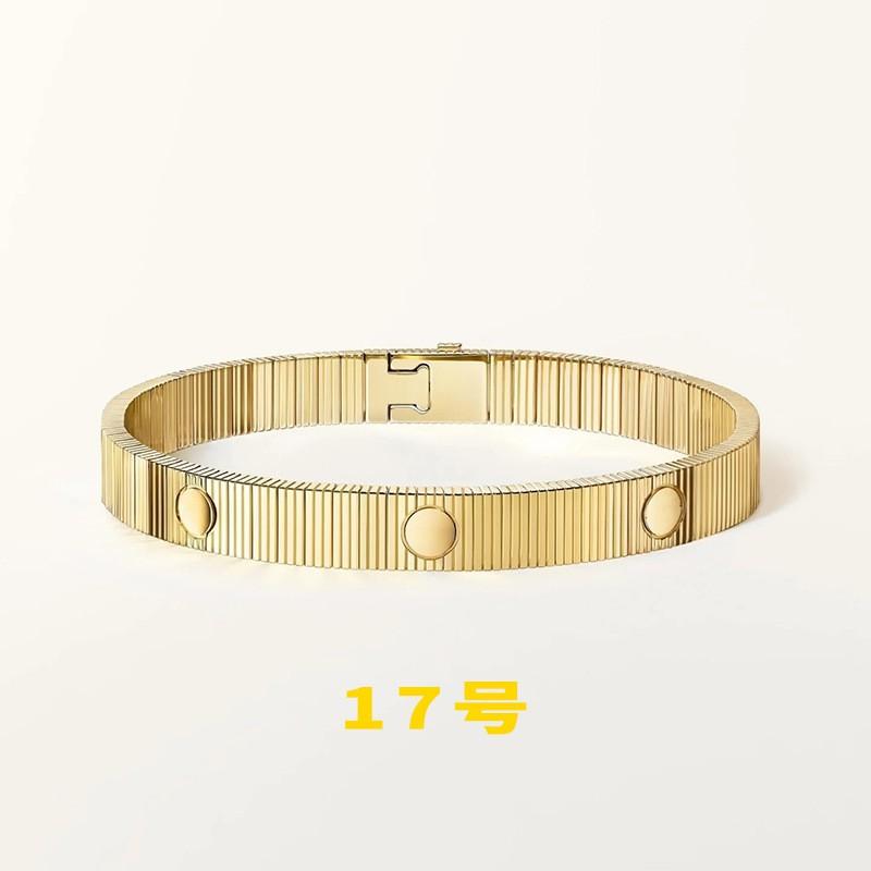 Stainless Steel Titanium Bracelet Men Women Geometric Stripe Screw Design Minimalist Adjustable Bangle Jewelry