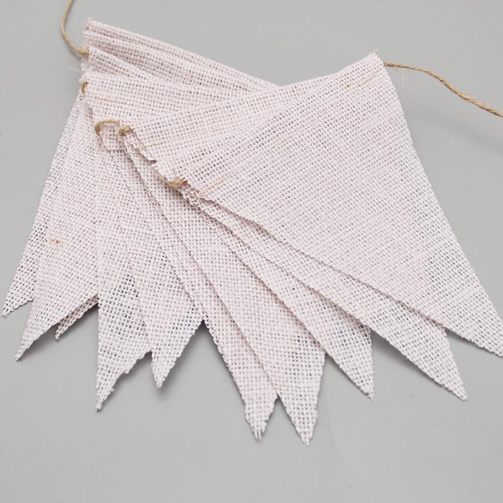 White Linen Jute Pennant Banner for Christmas Wedding Party Decoration
