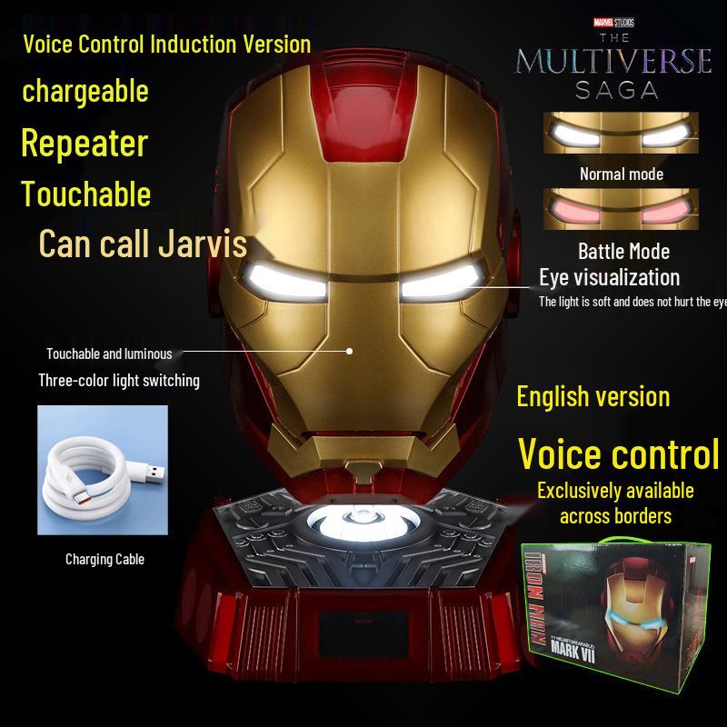Шлем Железного человека MK5 с голосовым управлением, автоматическим открытием, светящимися элементами и моделью руки, реквизит для косплея