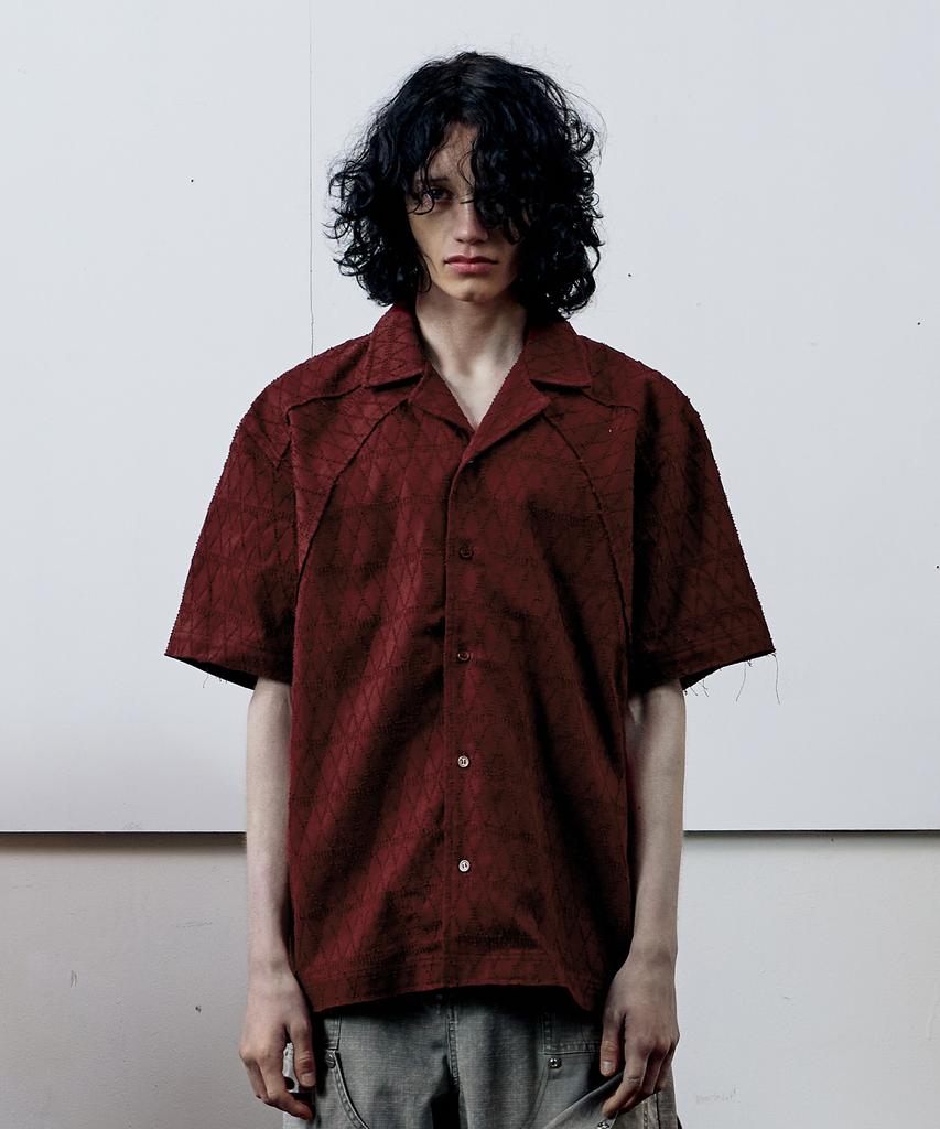 THEVINYLHOUSE Texture Check Shirts Wine