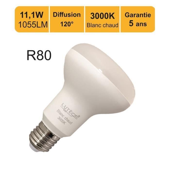 Spot LED réflecteur R80 E27 11,1W 1055Lm 3000K - économies d'énergie garanties
