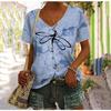 Summer New 3D Printed V-neck Comfortable Casual T-shirt Women's Top