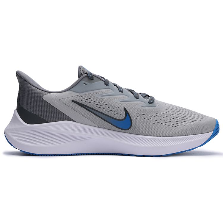 Nike Zoom Winflo 7 Woven Air Cushion Comfortable Trendy Mesh Shock Absorption Non-Slip Low-Top Casual Running Shoes Men Sneakers Gray Blue CJ0291-014
