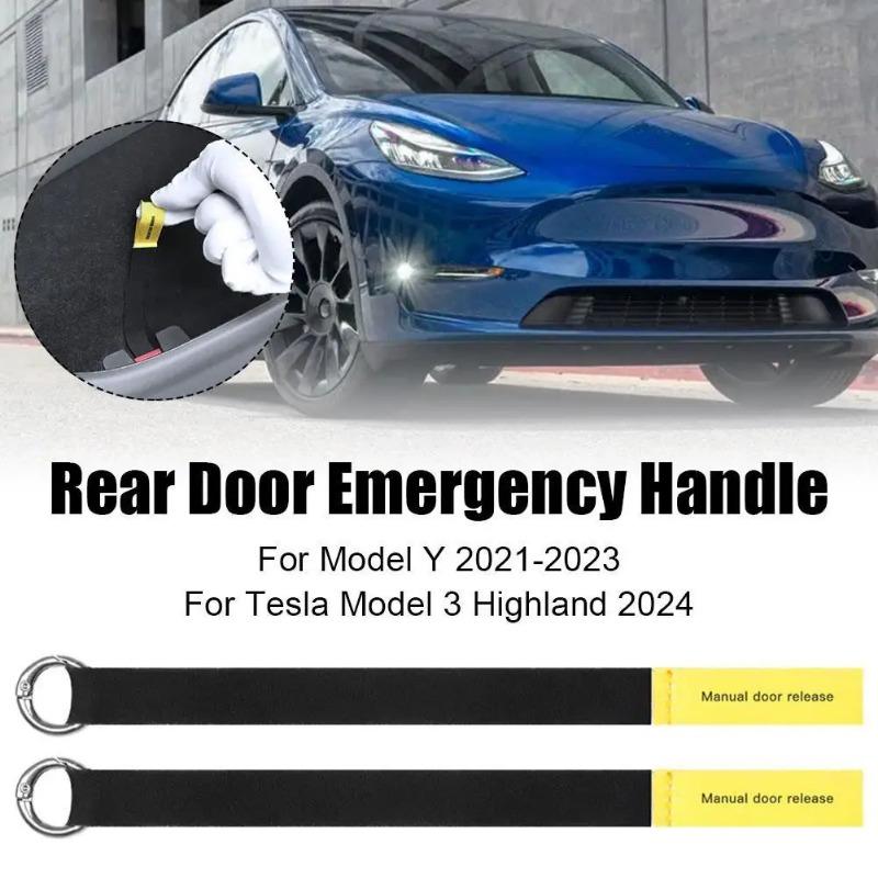 Аварийный тросик безопасности задней двери для Tesla Highland 2025 для Model Y 2025-2025 Аварийная ручка Автомобильный аксессуар 4/1 шт.