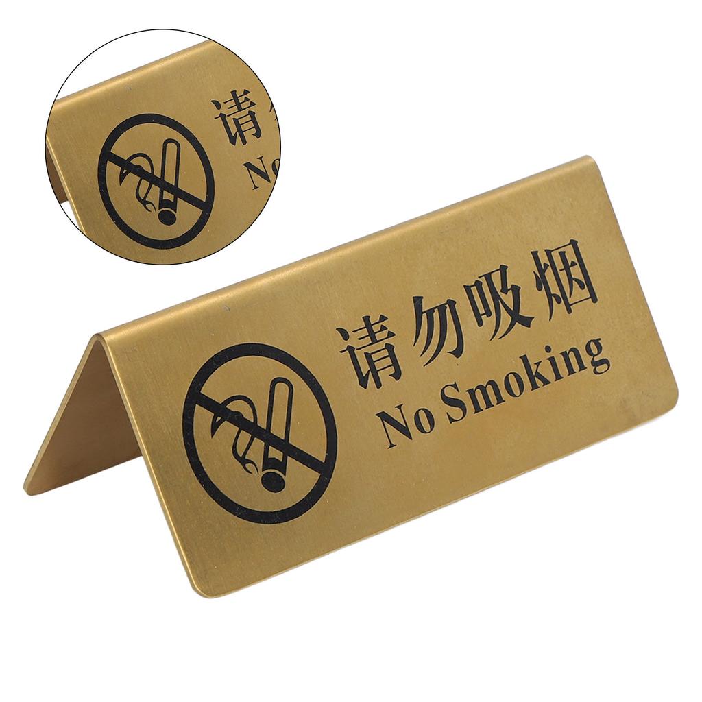 Metal Table Top Sign Strong Stainless Steel Double Sided Space Saving Gold Tabletop Sign for Party