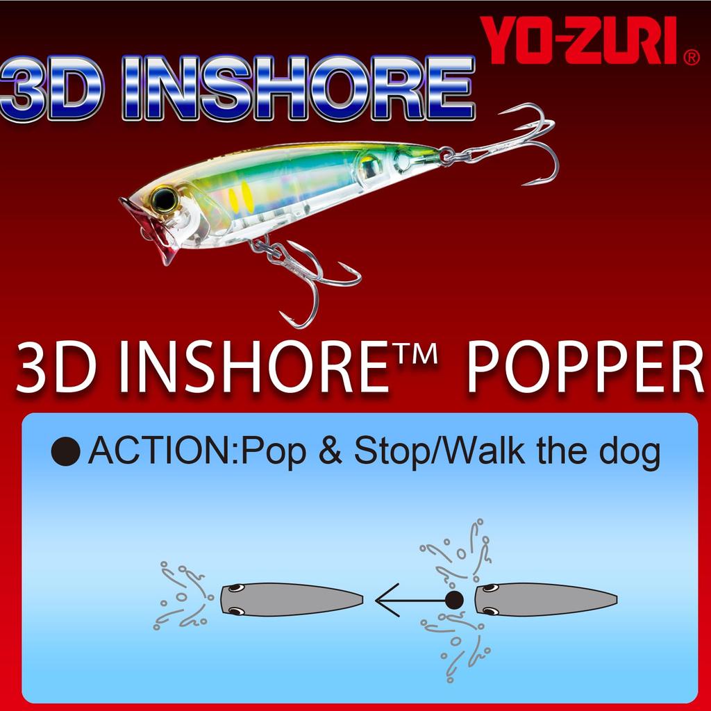 Saltwater Lure 3D Inshore Popper Floating 90mm Ghost Shad YO-ZURI Color