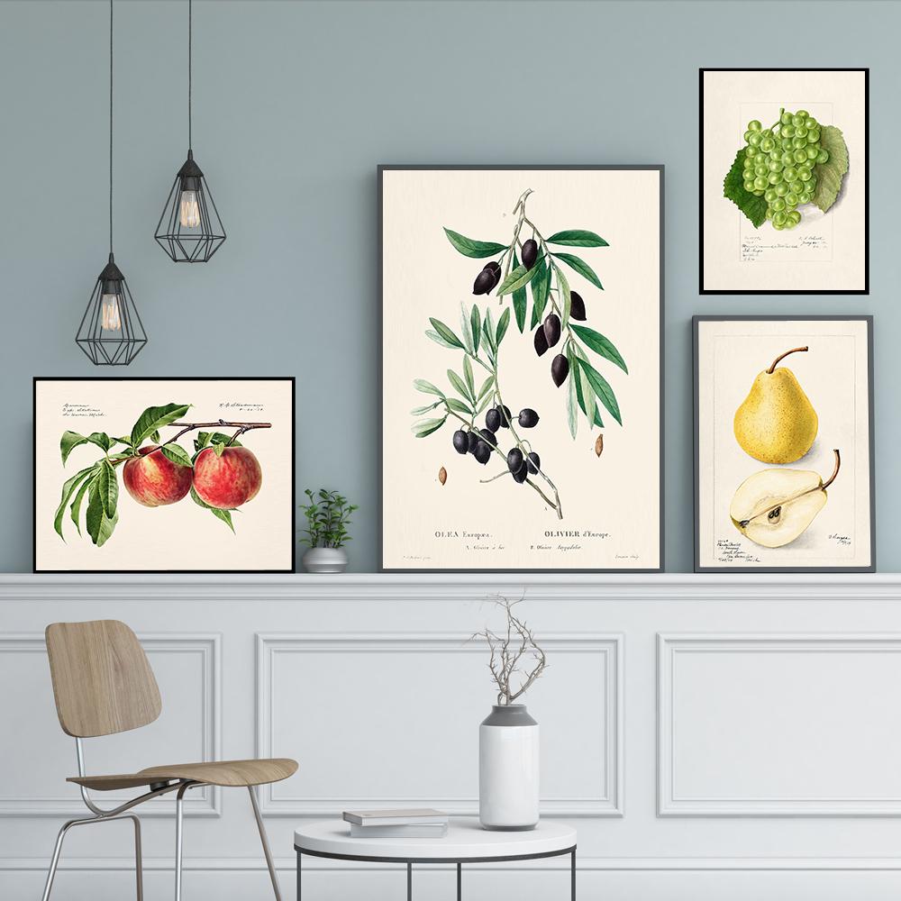 Винтажный Ретро постер с фруктами, авокадо, клубникой, скандинавский холст, картина, настенные художественные картины, принты для декора кухни и комнаты