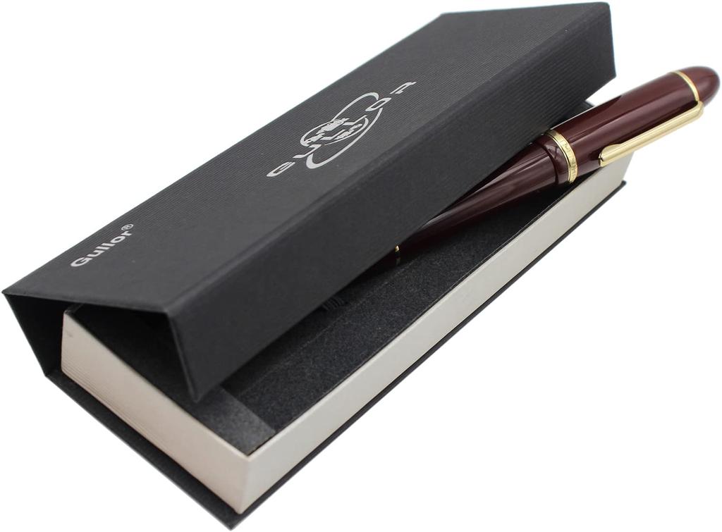 Gullor X159 Перьевая ручка с тонким пером, Большая, Золотая, Подарочная, Красная, Акрил, Размер, Отделка, В коробке,