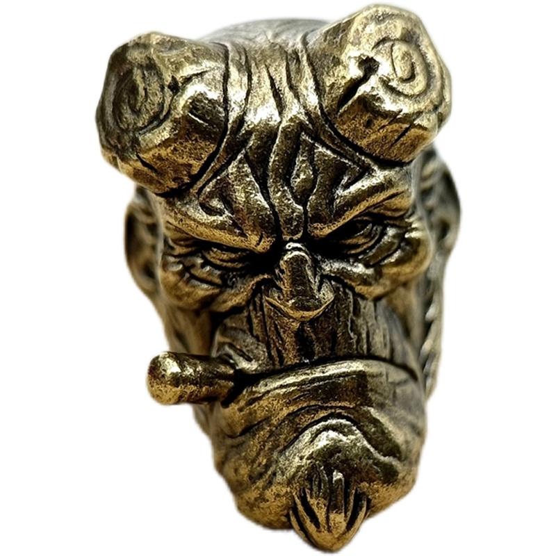 Smoking Demon Skull Head Brass Knife Beads EDC DIY Paracord Woven Bracelets Lanyard Key Chain Pendants Accessories Outdoor Tool Hangings