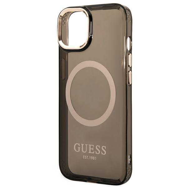 Guess Guhmp14Shtcmk Iphone 14 / 15 / 13 6.1 Czarny/Black Hard Case Gold Outline Translucent Magsafe