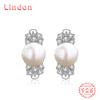 Линдон стерлингового серебра 925 пробы синтетический жемчуг серьги серьги-капли для женщин подарки на свадьбу