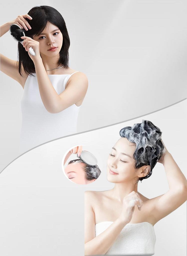 Binoa Ion Care Hairbrush with Soft Brush and Scalp Prevents Split Smooths and Can Be Used Wet or Smooths Unisex Scalp Brush with Silver Luxurious