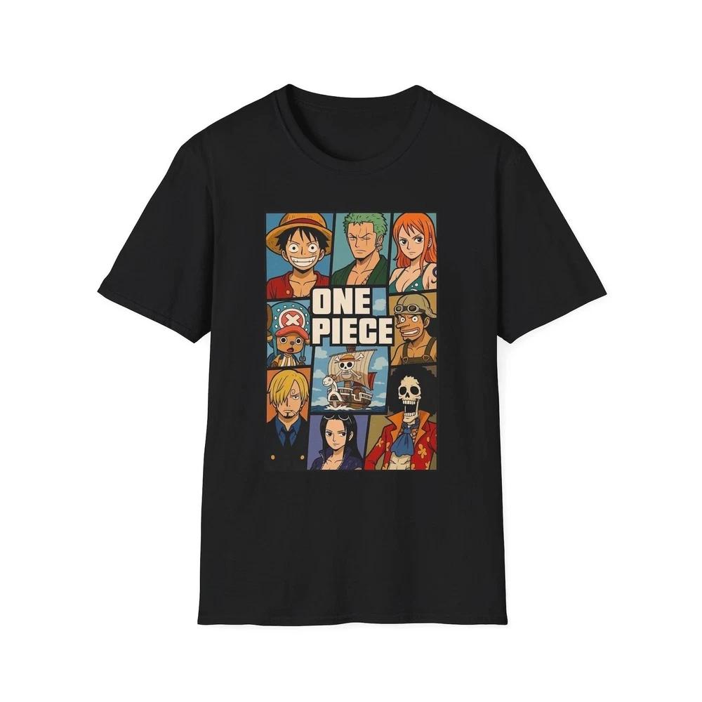 Хлопковая футболка с аниме One Piece, все персонажи, Манки Д. Луффи, аниме-футболка