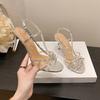 Rhinestone Roman Sandals Women's Spring Summer New Open-toed Stiletto Sexy High Heels Slingbacks